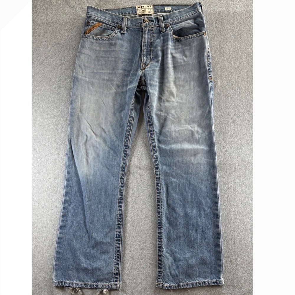 Ariat M4 Relaxed Boot Cut Jeans Mens 34x32 Light Wash Denim Western Cowboy Work